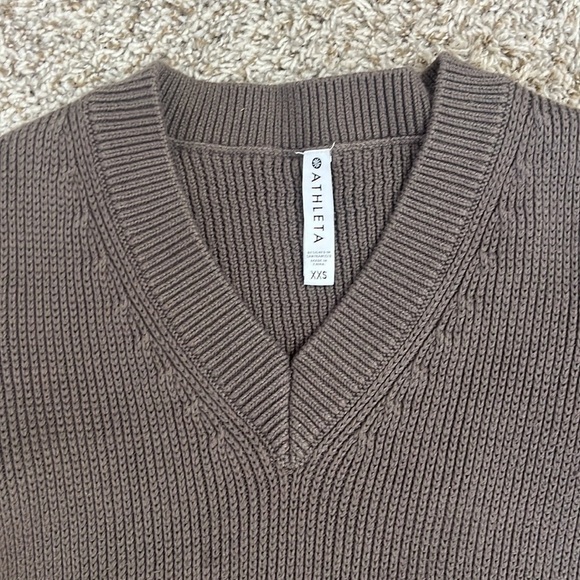 Athleta Sweater Oversized Repreve Teton Woven Knit Brown size XX Small - Picture 4 of 10